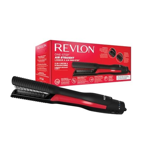 Image of Revlon One-Step Air Straight 2-in-1 Dryer & Straightener | Hot Air Dry & Straighten Without Extreme Heat, Optional Shine Boost with Argan Oil Infused Teeth & Plates | RVDR5330UK
