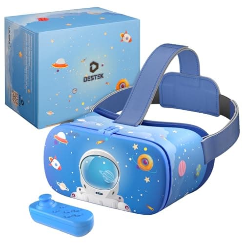 Image of DESTEK V5 VR Headset for Kids, Learning Toys for Boys and Girls 5-15 Years Old, Gift Ideas for Children, 110° FOV HD Lenes with Bluetooth Controller for Phone