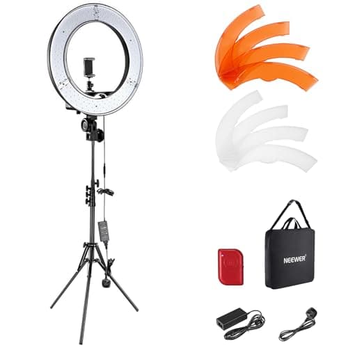Image of NEEWER Ring Light Kit: 18"/45cm Outer 55W 5600K Dimmable LED Ring Light, Light Stand, Carrying Bag for Camera, Smartphone, YouTube, TikTok, Self Portrait Shooting, Black