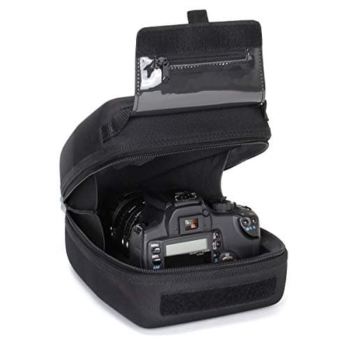 Image of USA Gear Quick Access DSLR Hard Shell Camera and Zoom Lens Case with Molded EVA Protection, Padded Interior, Holster Belt Loop and Rubber Coated Handle - Compatible with Nikon, Canon, Pentax and More