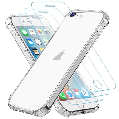 Image of Totill 4 in 1 Case for iPhone 6 and 6S with [3 Pack] Tempered Glass Screen Protectors, Crystal Clear Phone Cover, Scratchproof and Shockproof, Transparent Basic Case coque funda