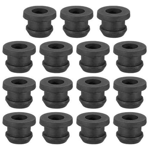 Image of PATIKIL 9mm / 3/8 Inch Drill Hole,1/4 Inch ID Rubber Grommets, 15Pcs Top Hat Grommet for Wiring Eyelet Ring Gasket Automotive Firewall Cable Hole Plugs Wires Protection, Black