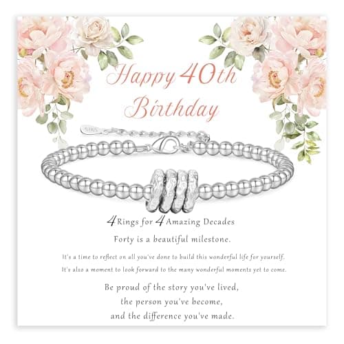 Image of GEMAURA 40th Birthday Gifts for Women,Adjustable Silver Bracelet for Women Unique 40th Best Birthday Presents Ideas with Cards 40 Year Old Gifts for Female Mom Sister Friend