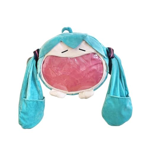 Image of Zhongkaihua Miku Plush Anime Backpack Cute Spacious 46x32cm Miku Cosplay Plush Bag Wallet for Badge Fans Collectors Daily Use Birthday Gift Decoration