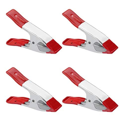 Image of 4 Pieces Metal Spring Clamps Heavy Duty, Large Market Stall Clips with Rubber Coated Tipped Grip for Camping Tarpaulin Woodworking Crafts, Silver, 6 Inch