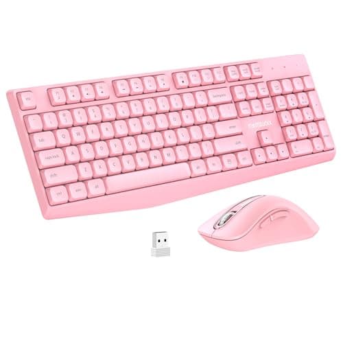 Image of QWERTY Wireless Keyboard and Mouse Set, Full Size-104 Key Keyboard with Number Pad, 2.4GHz Wireless with Single USB Nano Receiver, 1400 DPI Optical Mouse, Plug and Play for Windows PC Laptop and Mac