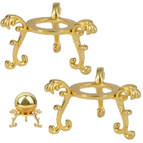 Image of Xoeryoy 2Pcs Egg Stand, Sturdy Metal Egg Display Stand, Decorative Pedestal for Crystal Ball Sphere Globe Stone, Golden
