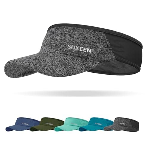 Image of Sukeen Sun Visor Hat, UPF 50+ UV Sun Protective, Running Golf Hat, Cooling Elastic Visor with Breathable Sweatband, Sport Cap for Tennis Cycling Gery Dark Grey