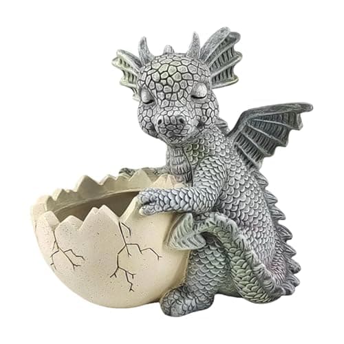 Image of Resin Dragon Plant Pot,Eggshell Planter - Resin Indoor Pots for Plants,for Outdoor Window Garden Balcony Desk Nursery Cactus Gardening Lovers Women Men
