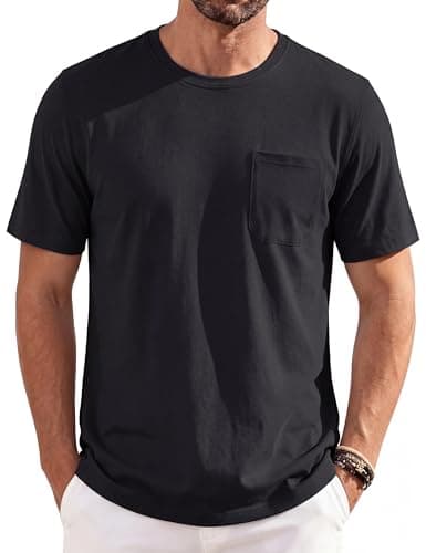 Image of TACVASEN T Shirts for Men UK Casual Crewneck Undershirt Short Sleeve Cooling Tops Sun Protection Outdoor Lightweight Tee Shirt Black,XL