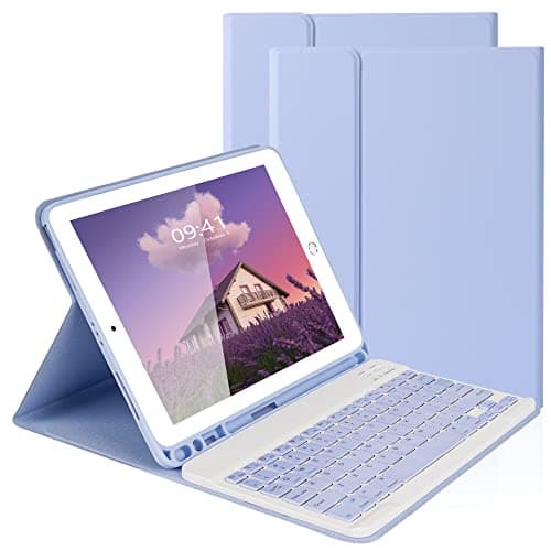Image of LAMA 10.2&10.5 Inch iPad Keyboard Case, Wireless Keyboard for 10.2&10.5 inch iPad (9th 2021/8th 2020/7th Generation 2019, iPad Air 3 2019,iPad Pro 2017) Detachable Keyboard&Pencil Holder,Purple
