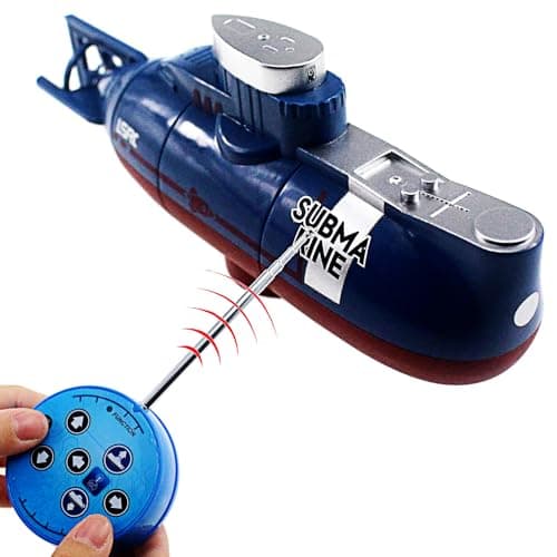 Image of Escomdp RC Submarine Toy Radio Remote Control Boat Ship Electric Dive Fish Tank Water Tub Kids Birthday Gift (Blue)