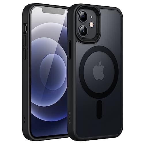 Image of JETech Magnetic Case for iPhone 12 mini 5.4-Inch Compatible with MagSafe, Translucent Matte Back Slim Shockproof Phone Cover (Black)