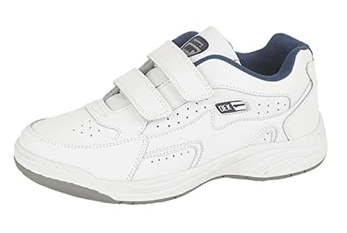Image of R DEK, T198G-9 Mens Wider Fitting Leather Trainers, No-Marking Rubber Sole, White Size 9 UK