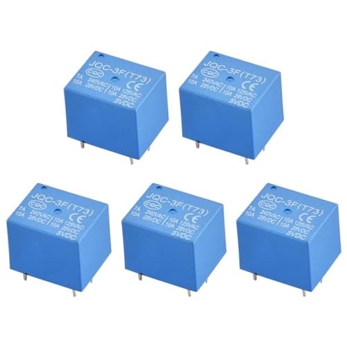Image of Heschen PC Board Relay, JQC-3F(T73), DC5V Coil, SPDT, 7A 240VAC, 5 Pin terminals, 5Pack