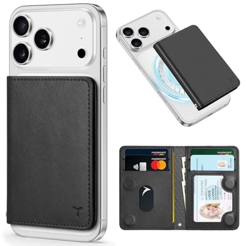Image of TUCCH for Magsafe Wallet, 6 Card Holders with[RFID Blocking], PU Leather Magnetic Folio Wallet with [Clear ID Window]for iPhone 17/17e/16/15/14/13/12 Pro/Pro Max/Plus, Card Case for iPhone Air, Black