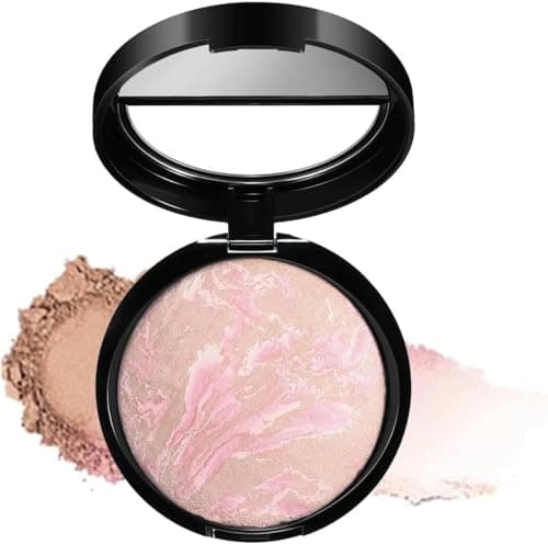Image of Baked Foundation for Mature Skin, Mineral Powder Foundation, Shimmer Brick Pressed Bronzer, Buildable Light to Medium Illuminating Powder, Lasting Oil-Control Full Coverage Make Up (#1)