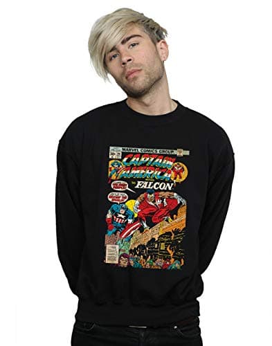 Image of Marvel Men's Captain America And Falcon Comic Cover Sweatshirt Black X-Large