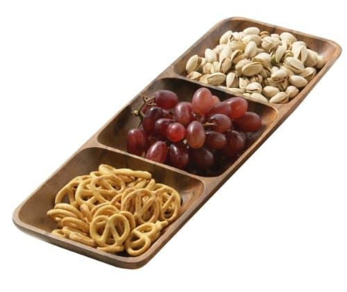 Image of Premier Housewares 3-Section Rectangle Serving Dish - Acacia Wood, Brown