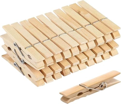 Image of Wooden Clothes Pegs, Pack of 30, Strong Laundry Clips for Washing Lines, Arts, Crafts and Photo Hanging