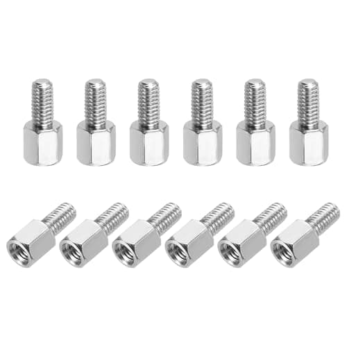 Image of sourcing map Hex Spacer Screws, M3x6mm+5mm Male to Female Thread Brass Nickel Plated Motherboard Standoffs Spacer Pillars for PCB Circuit Boards FPV Quadcopter Drone DIY, Pack of 12