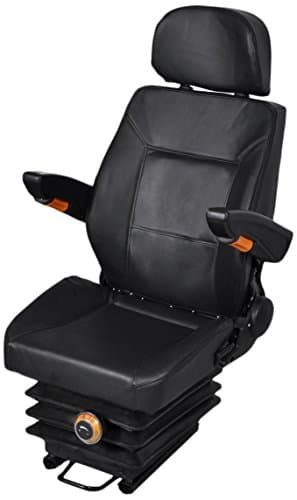 Image of vidaXL Tractor Seat with Suspension, Adjustable Comfort Seat, Sturdy Steel/PVC Frame, Black Artificial Leather, Waterproof, for 50-130kg Equipment Weight