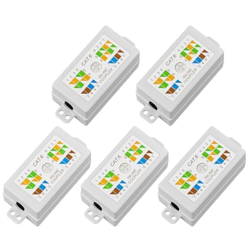 Image of FGB RJ45 Cat6 Junction Box, Inline Punchdown Krone Coupler Joiner for Cat6/Cat5E/Cat5 Ethernet Network Cables, 5-Pack