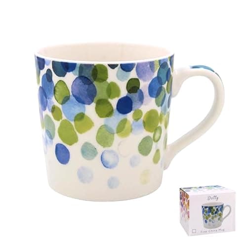 Image of The Leonardo Collection Set of 2 Fine China Mugs - Watercolour Dots Design