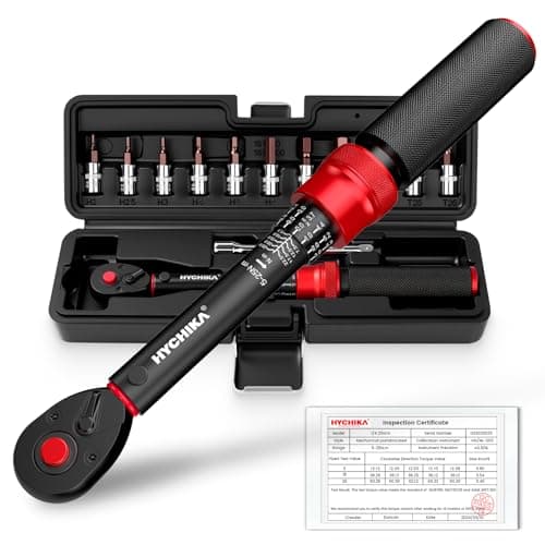 Image of HYCHIKA 13PCS 1/4" Torque Wrench 5-25Nm, ±2% Accuracy, 72-Tooth Bike Torque Wrench Set with 12 Bits & Storage Case for Bicycle, Motorcycle, Electronics.