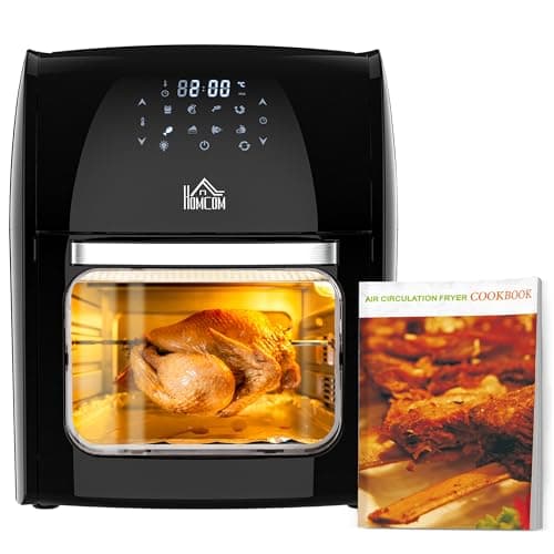 Image of HOMCOM 12L 8 in 1 Digital Air Fryer Oven with Roast, Bake, Dehydrate, 8 Preset Modes, Rapid Air Circulation, Timer, Inner Light, Memory Function, 1800W, Dish Wash Accessory, Black