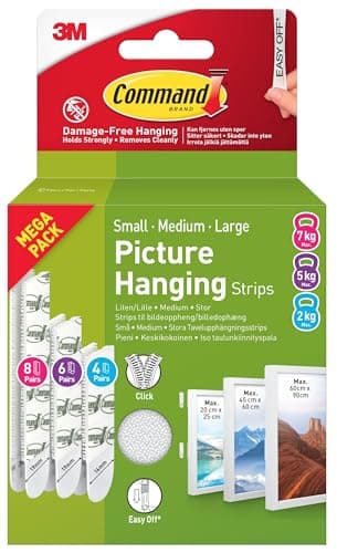 Image of Command Picture Hanging Strips, Value Pack - 8 Large, 6 Medium, 4 Small Pairs | Damage-Free Hanging for Photos, Frames, Mirrors, Wall Décor and Signs