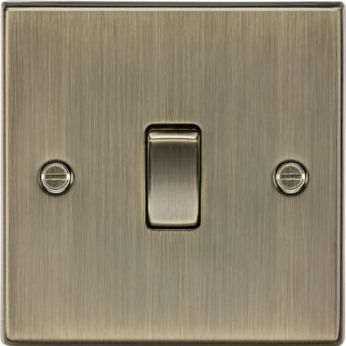 Image of Knightsbridge CS12AB Antique Brass Square Edge 10A 1G Intermediate Switch, 230 V