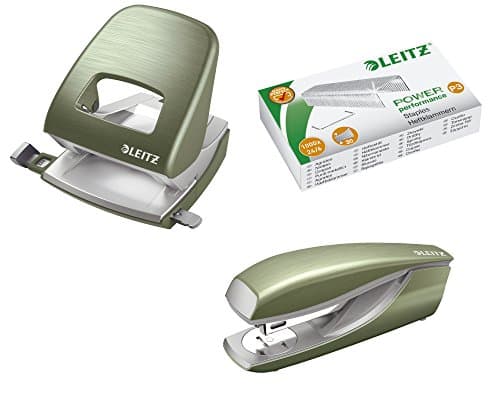 Image of Leitz NeXXt Style Office Desk Set Celadon Green Hole Punch 5006, Stapler 5562, Staples 5570