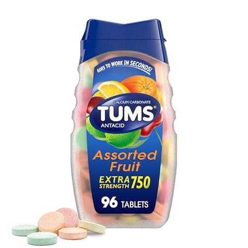 Image of TUMS Antacid Chewable Tablets, Extra Strength for Heartburn Relief, Assorted Fruit, 96 count