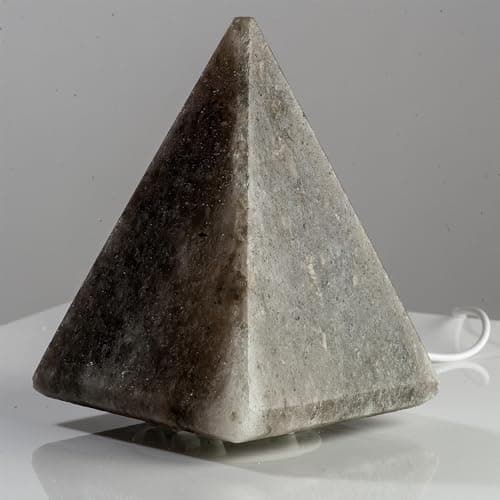 Image of LENCARTA Salt Lamp Grey Pyramid Himalayan Rock Salt Healing Crystals 100% Authentic Hand Crafted | LED Home Decor | for Home Bedtime Nightlamp Base | USB Powered 1-2 KG