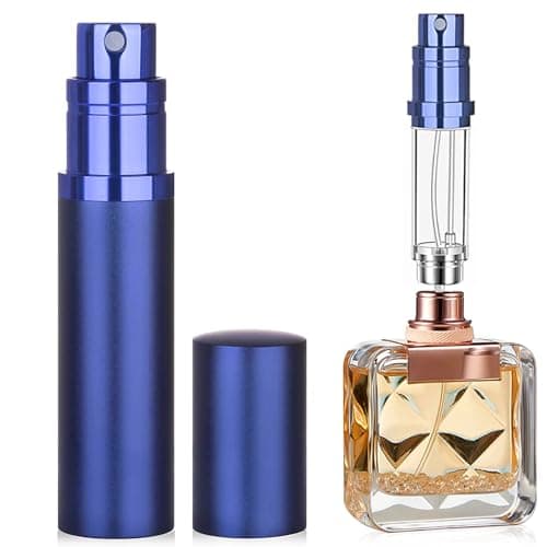 Image of POTWPOT Perfume Atomiser, 5ML Refillable Perfume Spray Bottle Travel Size, Nano Mist, Bottom Pump, Leak Proof Cologne Dispenser for Women and Men (Blue)