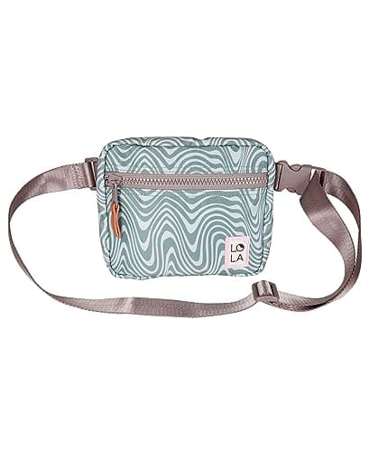 Image of Lola California Sleek Hippie Waist Crossbody Fanny Pack Nylon Bag, Ripple - Blue, One Size, Vibrant Sleak Hippie Fanny Pack Bag (Available in Multiple Colors and Patterns)