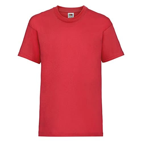 Image of FRUIT OF THE LOOM Unisex Kids Valueweight Short Sleeve T Shirt, Red, 9-11 Years UK
