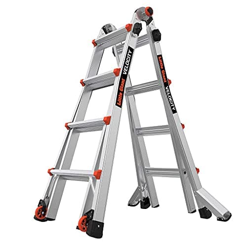 Image of Little Giant Ladders 4 Rung Velocity Series 2 Multi-purpose Ladders, Heavy-duty Aluminium, Tip n Glide Wheels, EN131