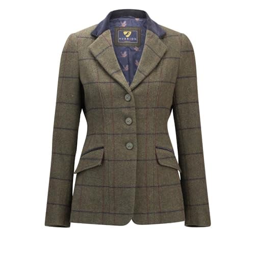 Image of Shires Aubrion Saratoga Womens Riding Jacket - Spruce Green Check