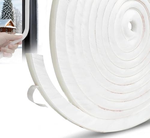 Image of 5m Draft Excluder for Doors Windows, 9mm(W) x 5mm(T) Brush Weather Stripping Tape Self-Adhesive Seal Strip, White