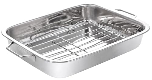 Image of Pendeford Stainless Steel Roasting Tray with Rack 30cm – Large Deep Roaster, Oven Safe Bakeware with Heavy-Duty Handles, Ideal for Meats, Vegetables & Sunday Roasts, Dishwasher Safe