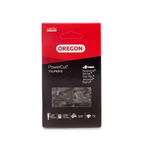 Image of Oregon PowerCut 3/8" Pitch, .058" (1.5 mm) Gauge Full Chisel Chainsaw Chain for 20 Inch Bar - 72 Drive Links - fits Husqvarna, Makita, Dolmar, Jonsered, and More (22LPX)