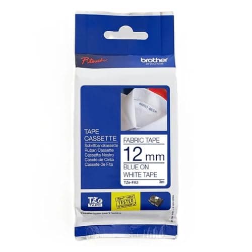 Image of Brother Blue on White 12mm Fabric Tape