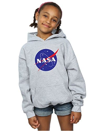 Image of Nasa Girls Classic Insignia Logo Hoodie 5-6 Years Sport Grey