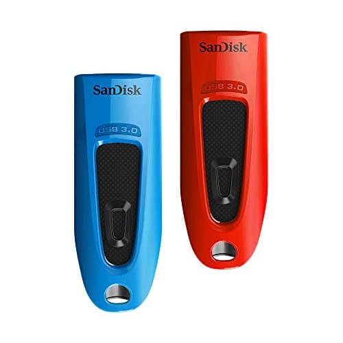 Image of SanDisk Ultra 32 GB USB Flash Drive USB 3.0 Up to 130 MB/s Read - Twin Pack, Red/Blue