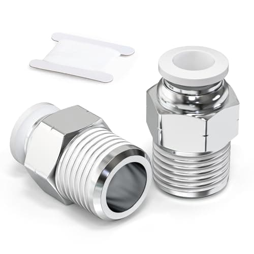 Image of TAILONZ PNEUMATIC White Straight Male Thread 8mm OD x 1/4 BSP Push-in Fittings PC8-02 (Pack of 2)