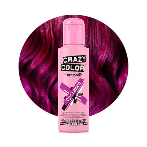 Image of Crazy Color Vibrant Cyclamen Semi-Permanent Hair Dye. Highly Pigmented Cerise Conditioning & Oil Nourishing Vegan Formula | No Bleach or Ammonia | 100ml