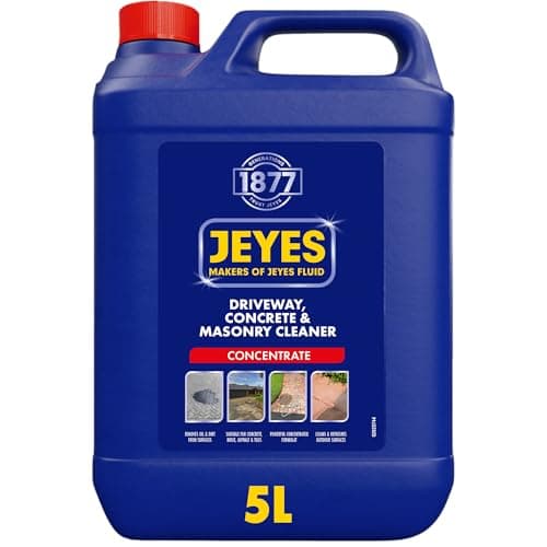 Image of Jeyes Driveway, Concrete & Masonry Cleaner 5L – Heavy Duty Brick and Patio Cleaner – Concentrated Oil Remover for Driveways – Removes Grease, Moss & Algae (Makes 50-100 Litres) – Pressure Washer Safe