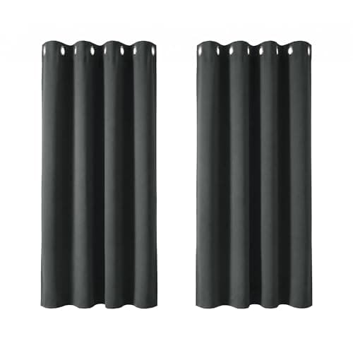 Image of Deconovo Blackout Curtains Eyelet Super Soft Thermal Insulated Ring Top Blackout Curtains for Nursery 46 x 54 Drop Inch Dark Grey 2 Panels